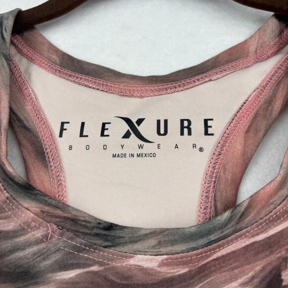 Flexure Bodywear Cropped Tank Top Size S Marbled Brown Pink Racerback Workout - Picture 2 of 8